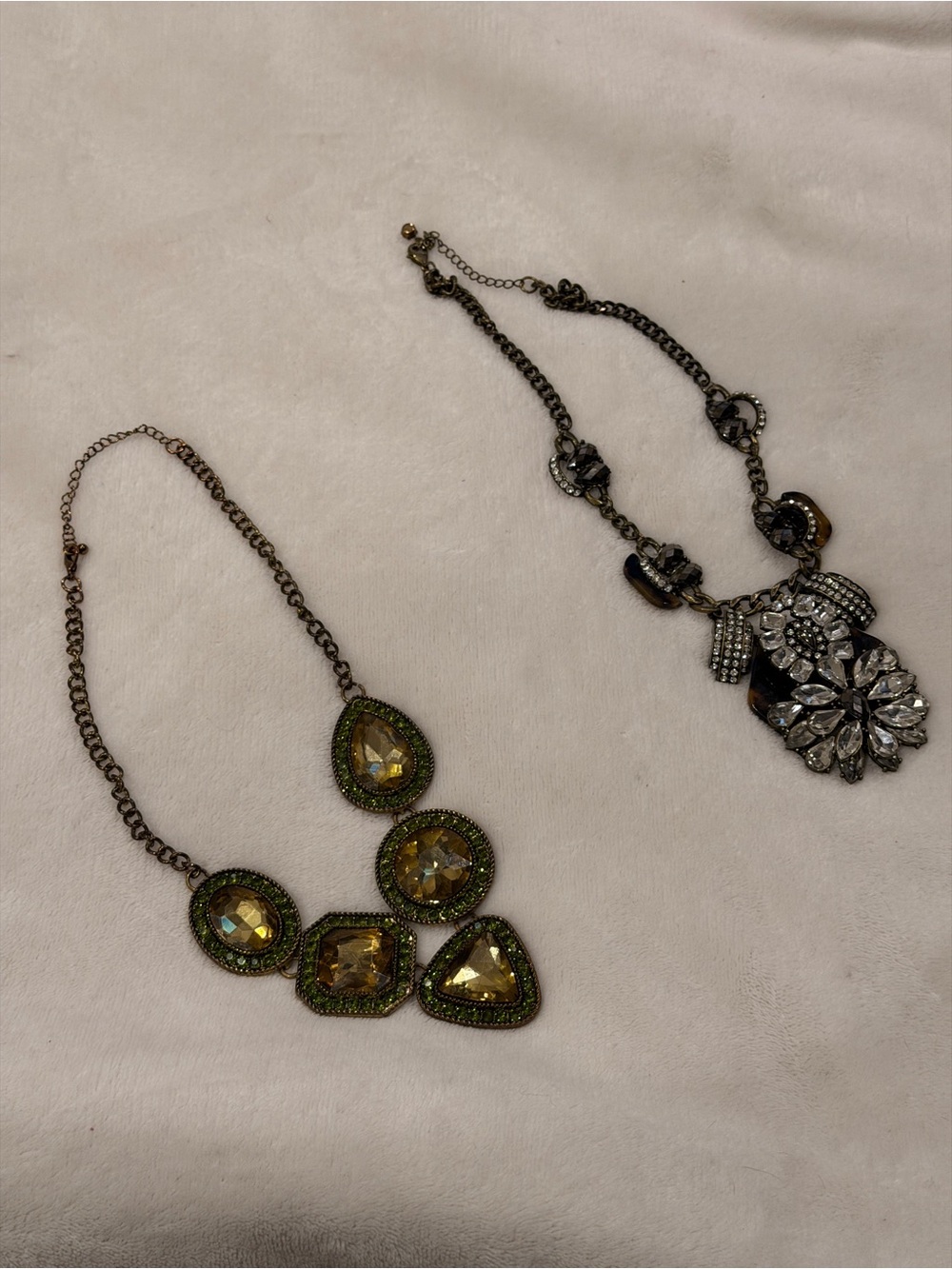 2Pc Statement Necklace Bundle Rhinestone Bib Glam Boutique Jewelry Lot